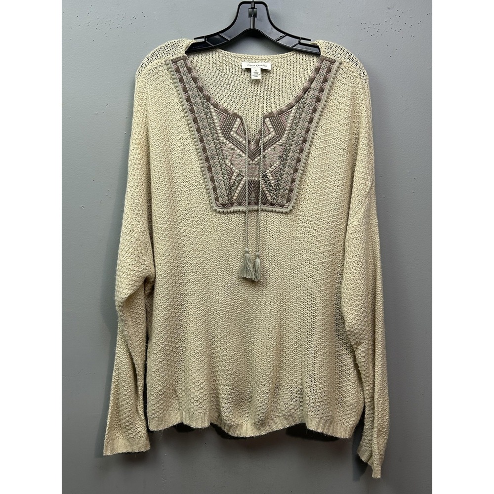 Vintage X America Sweater Womens XL Sydney Embroidered‎ Boho Tassel Pullover